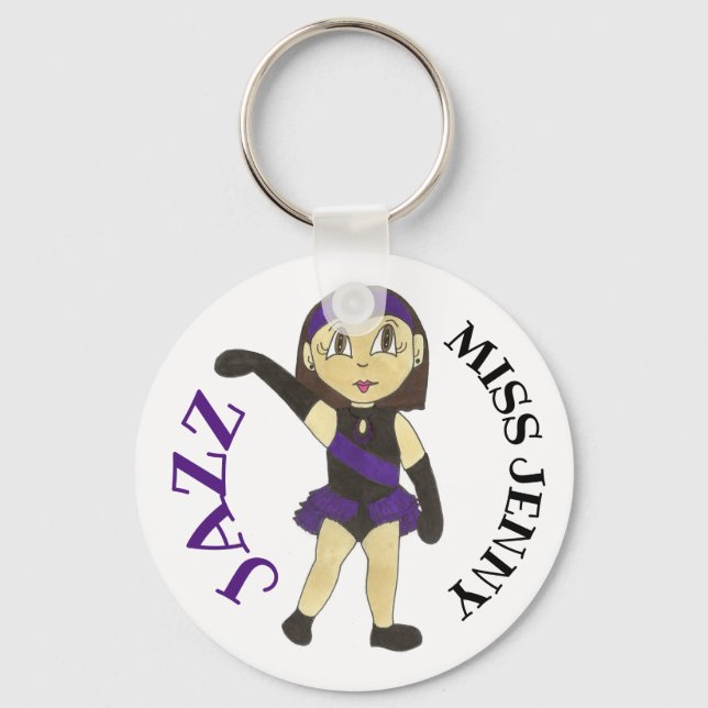 Jazz Dance Teacher Personalised Recital Gift Key Ring (Front)