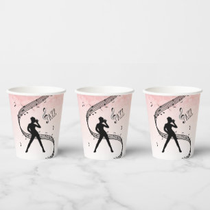 Jazz Dance two tone Peach Music Paper Cups