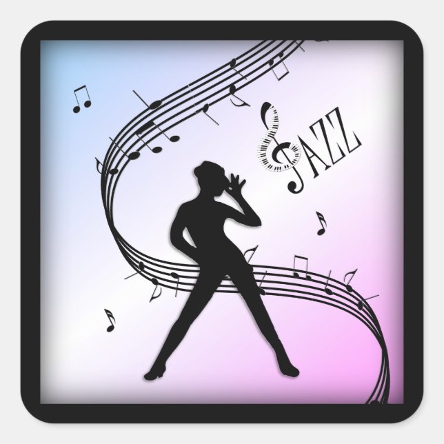 Jazz Dance Two Tone Purple Music Square Sticker (Front)