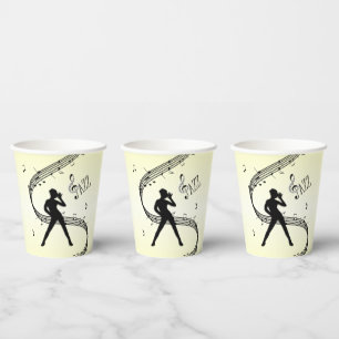 Jazz Dance Yellow Music Paper Cups