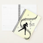 Jazz Dance Yellow Music Planner<br><div class="desc">Lady dancer tipping her hat. A soft shoe tap dancer with music and Jazz Hands</div>