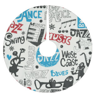 Jazz Doodle: Eclectic Music Mix Brushed Polyester Tree Skirt