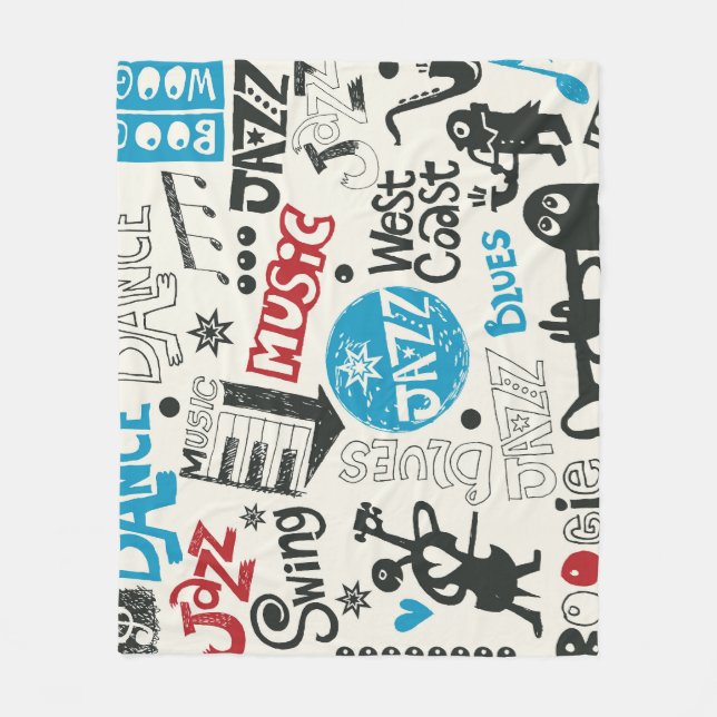 Jazz Doodle: Eclectic Music Mix Fleece Blanket (Front)