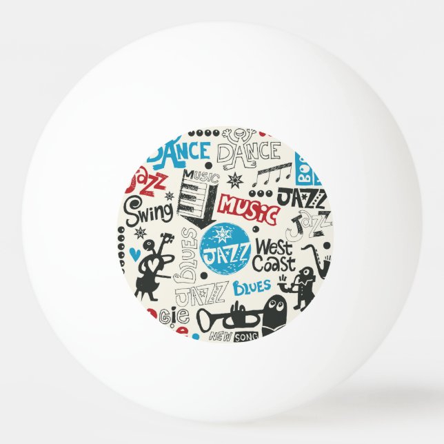 Jazz Doodle: Eclectic Music Mix Ping Pong Ball (Front)