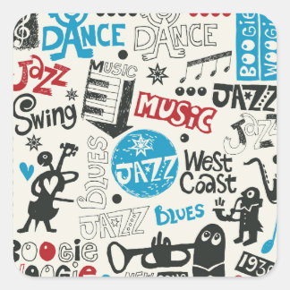 Jazz Doodle: Eclectic Music Mix Square Sticker