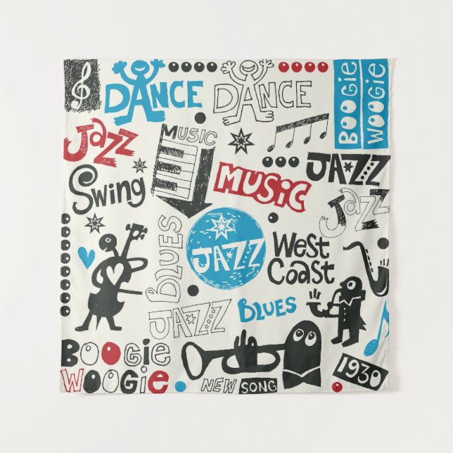 Jazz Doodle: Eclectic Music Mix Tapestry (Front)