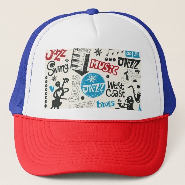Jazz Doodle: Eclectic Music Mix Trucker Hat (Front)