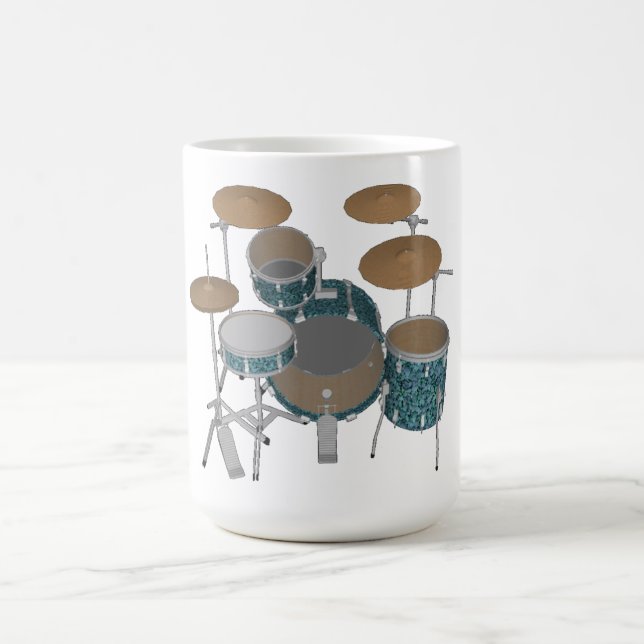 Jazz Drum Kit: Custom Green Drums Set: Coffee Mug (Center)