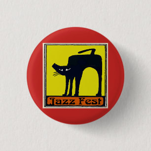 Jazz fest Black Cat add text, 3 Cm Round Badge
