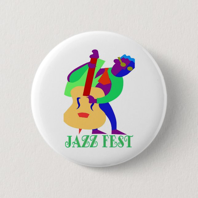 Jazz Fest Blues Man 6 Cm Round Badge (Front)