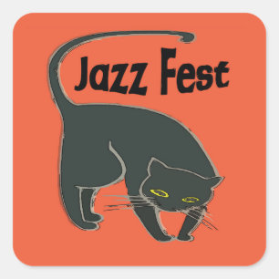 Jazz Fest Chat Noir, Red 2015 Square Sticker