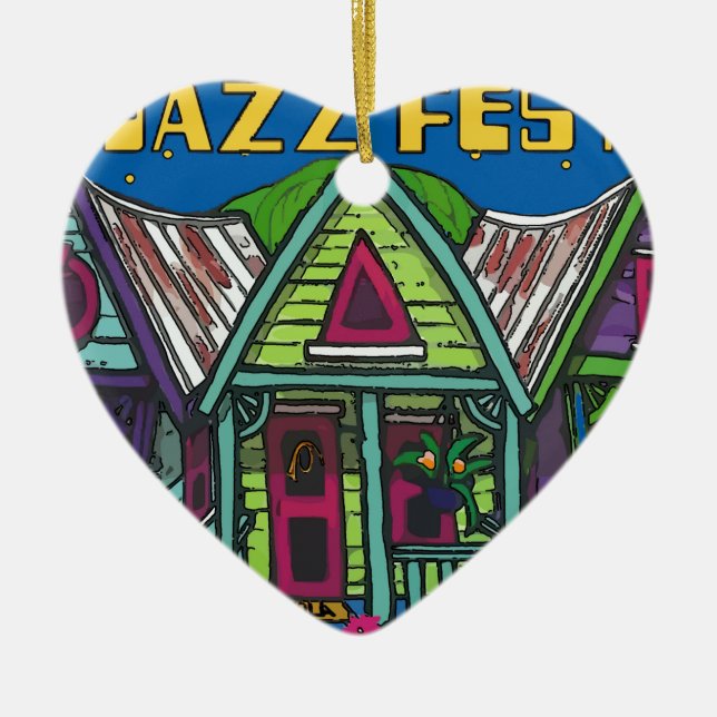 Jazz fest House Ceramic Tree Decoration (Front)