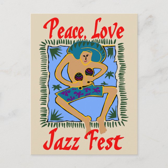 Jazz fest, Peace Love, Rasta Man Postcard (Front)