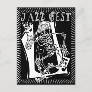 Jazz Fest Skeleton Postcard