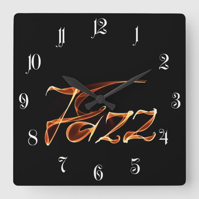 Jazz fire sign square wall clock (Front)