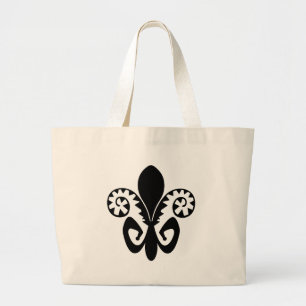 Jazz Fleur de lis (black) Large Tote Bag