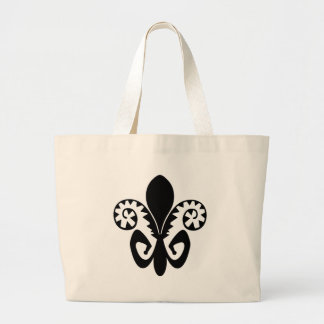 Jazz Fleur de lis (black) Large Tote Bag
