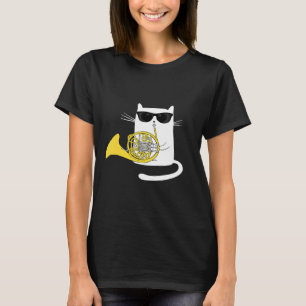 Jazz Funk & Soul  Cool Cute Cat Playing French Hor T-Shirt