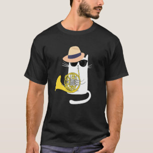 Jazz Funk & Soul  Cool Cute Cat Playing French Hor T-Shirt