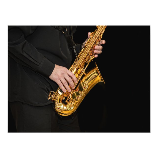 Jazz Hands: Saxophonist Playing – Saxophone Photo  Print (Front)