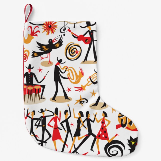 Jazz Icons Set: White Background Isolated Small Christmas Stocking (Front)
