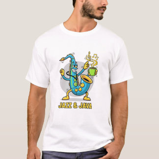 Jazz & Java Funny Saxophone Coffee T-Shirt | Jazz