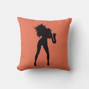 Jazz Lady Throw Pillow Choose Colour