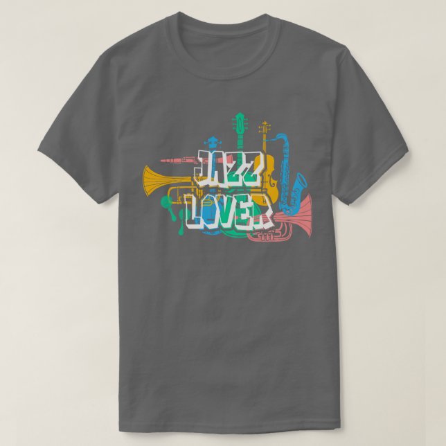 Jazz Lovers Musical Instruments T-Shirt (Design Front)