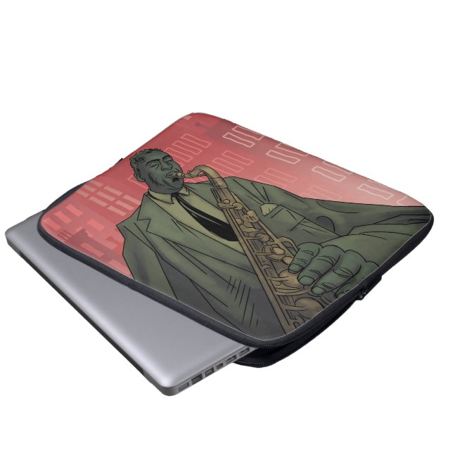 Jazz Midnight saxophone player laptop sleeve (Front Bottom)