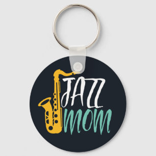 Jazz Mum Cool Vintage Saxophone Player Mother Key Ring