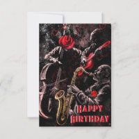 Jazz Music Band Musical Happy Birthday Card