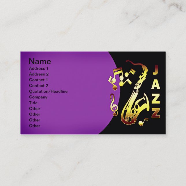 Jazz Music Business Cards (Front)