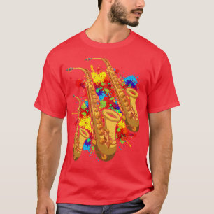 Jazz Music Instrument Saxophonist Colourful Saxoph T-Shirt