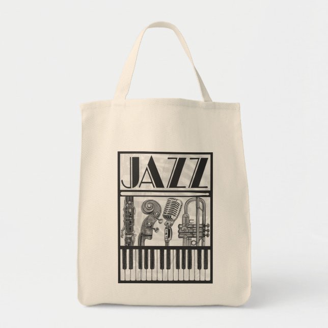 Jazz Music Instruments Canvas Tote Bag (Front)