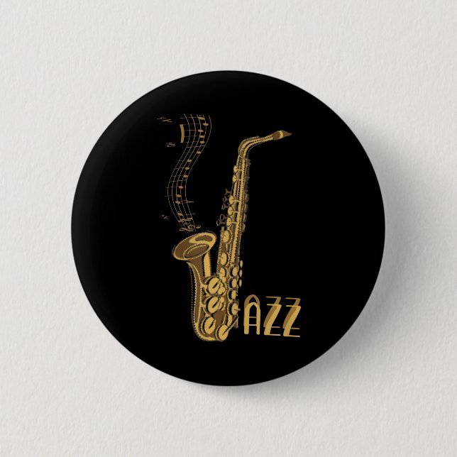 Jazz Music Jazz Lovers Jazz Fansaxophone Players 6 Cm Round Badge (Front)