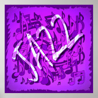 Jazz Music Notes Violet Purple Musical Pattern Art