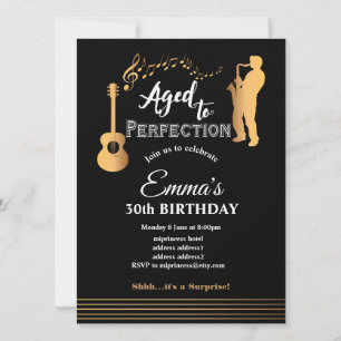 Jazz, Music party invitation, Aged to Perfection Invitation