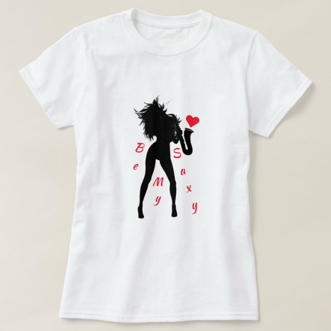 Jazz Music Saxophone Player Woman Funny T-Shirt (Design Front)