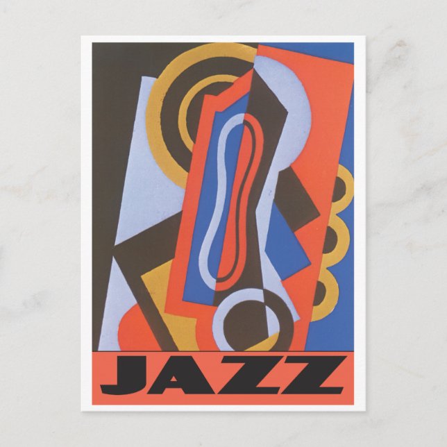 Jazz music with art deco pattern postcard (Front)