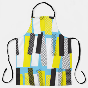 Jazz music, yellow blue geometric pattern. apron