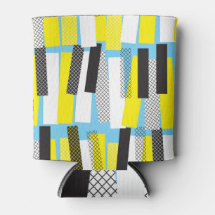 Jazz music, yellow blue geometric pattern. can cooler