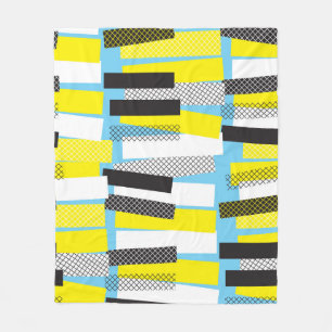 Jazz music, yellow blue geometric pattern. fleece blanket