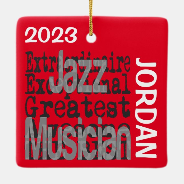 Jazz Musician Extraordinaire CUSTOM Ceramic Ornament (Back)