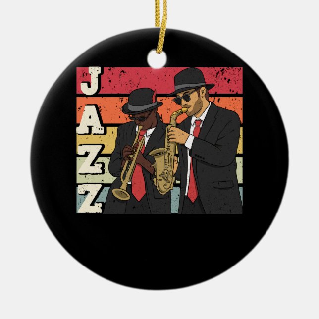 Jazz Musician Instrument Saxophonist Trumpetist Sa Ceramic Tree Decoration (Front)