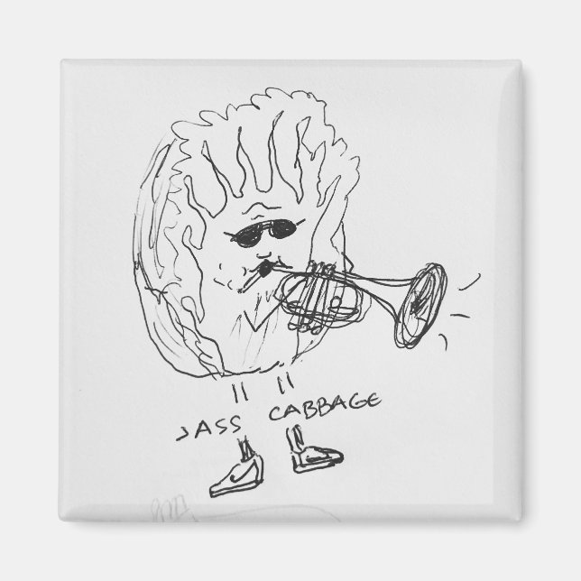Jazz Musician Jazz Cabbage Fridge Magnet (Front)