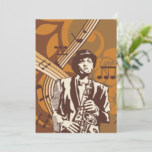 Jazz Musician with Saxophone Invitation