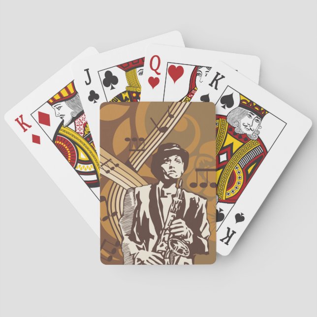 Jazz Musician with Saxophone Playing Cards (Back)