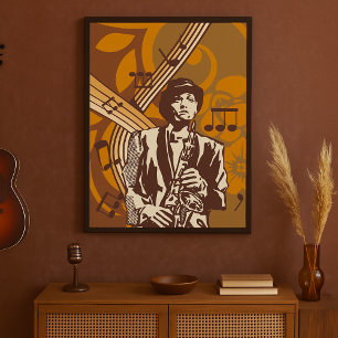 Jazz Musician with Saxophone Poster