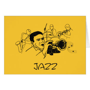 JAZZ musician with trumpet and musical notes