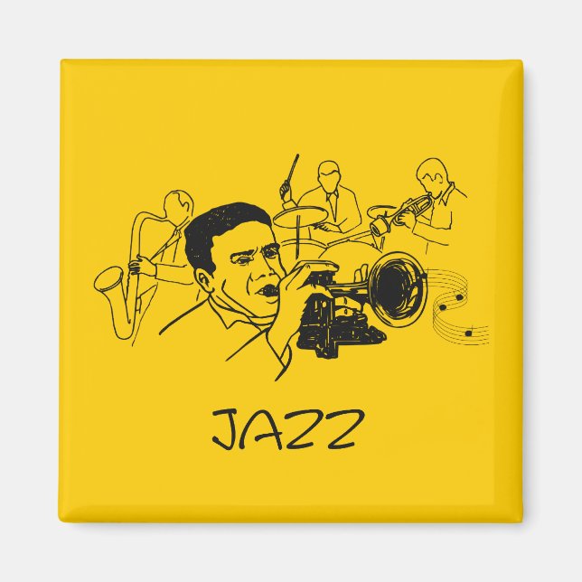 JAZZ musician with trumpet and musical notes Magnet (Front)
